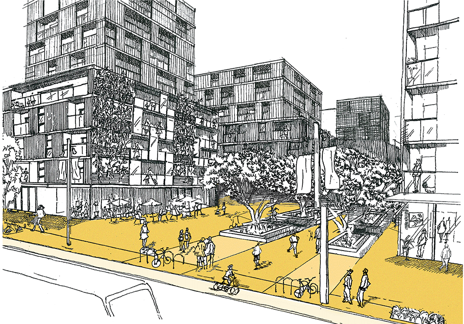 Artist impression of streetscape at Dominion Junction neighbourhood