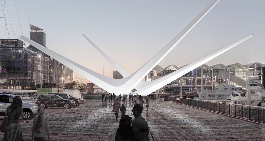 Proposed replacement to existing lifting bridge, providing high-capacity foot and cycle connection between Viaduct Harbour and Wynyard Quarter. Proposed replacement to existing lifting bridge, providing high-capacity foot and cycle connection between Viaduct Harbour and Wynyard Quarter.